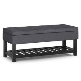 Simpli Home - Cosmopolitan Storage Ottoman Bench with Open Bottom - Slate Grey