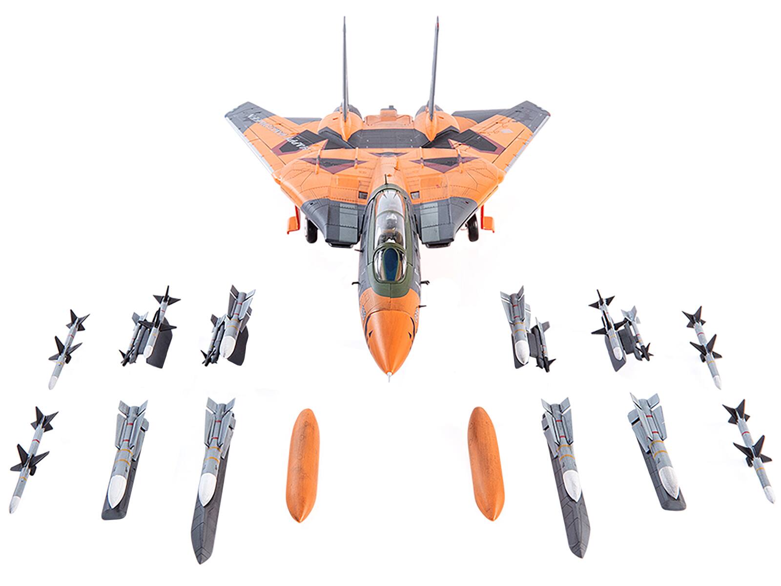 Alt View 1. JC Wings - Grumman F-14D Tomcat Fighter Plane Ace Combat "Pumpkin Face" 1/72 Diecast Model by JC Wings - Orange and Grey.