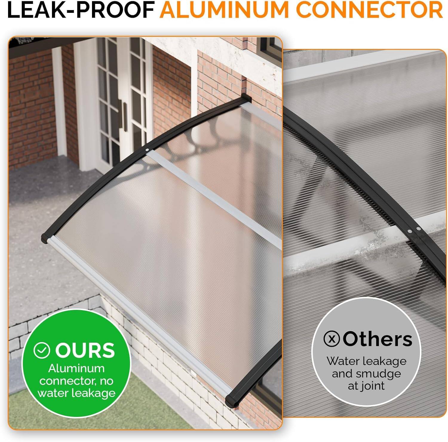 LEAK-PROOF ALUMINUM CONNECTOR

OURS
Aluminum connector, no water leakage

Others
Water leakage and smudge at joint