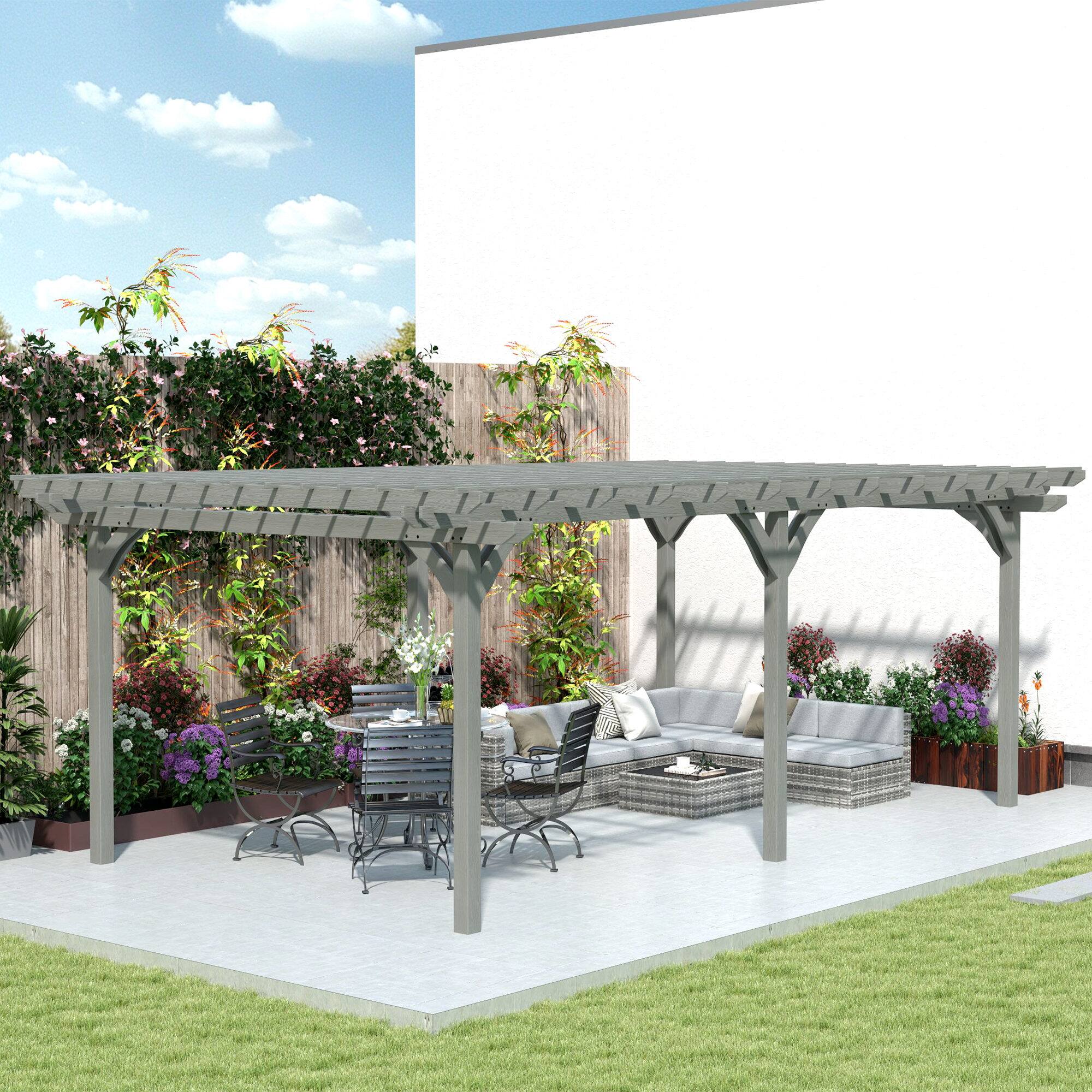 Alt View 1. Outsunny - x 20' Outdoor Pergola - Gray.