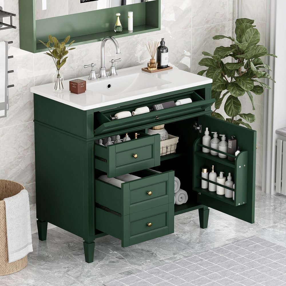 Loheer - 36 inch bathroom vanity with sink Single Sink Bathroom Vanity - Green