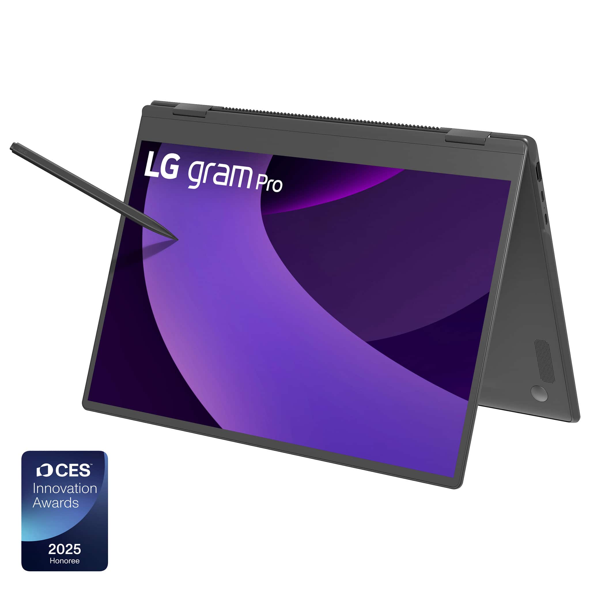 LG - gram Pro 2in1 16" OLED Touch Screen Laptop - Intel Core Ultra7 255H with 16GB RAM - 1TB SSD - Obsidian Black - Front_Zoom