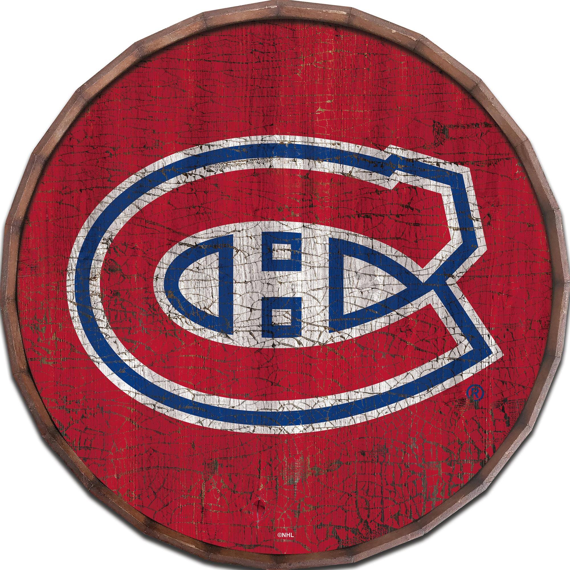 Montreal Canadiens 24" Cracked Color Barrel Top Sign