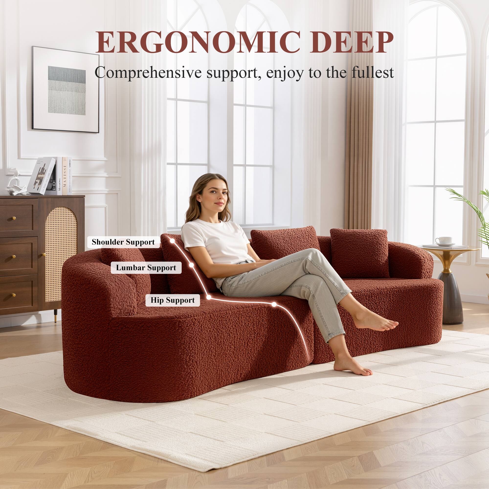 ERGONOMIC DEEP  
Comprehensive support, enjoy to the fullest  

Shoulder Support  
Lumbar Support  
Hip Support