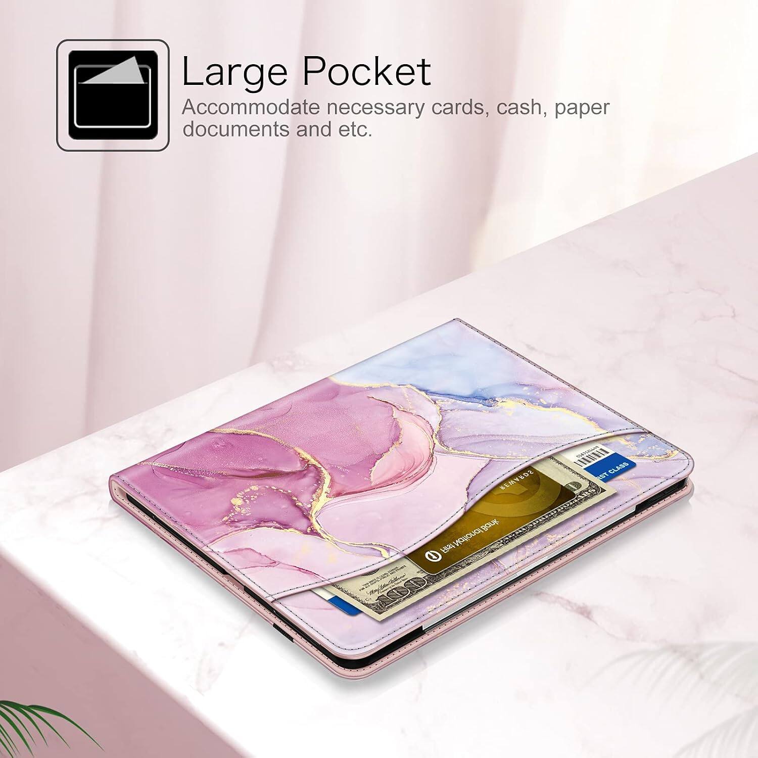Large Pocket  
Accommodate necessary cards, cash, paper documents and etc.