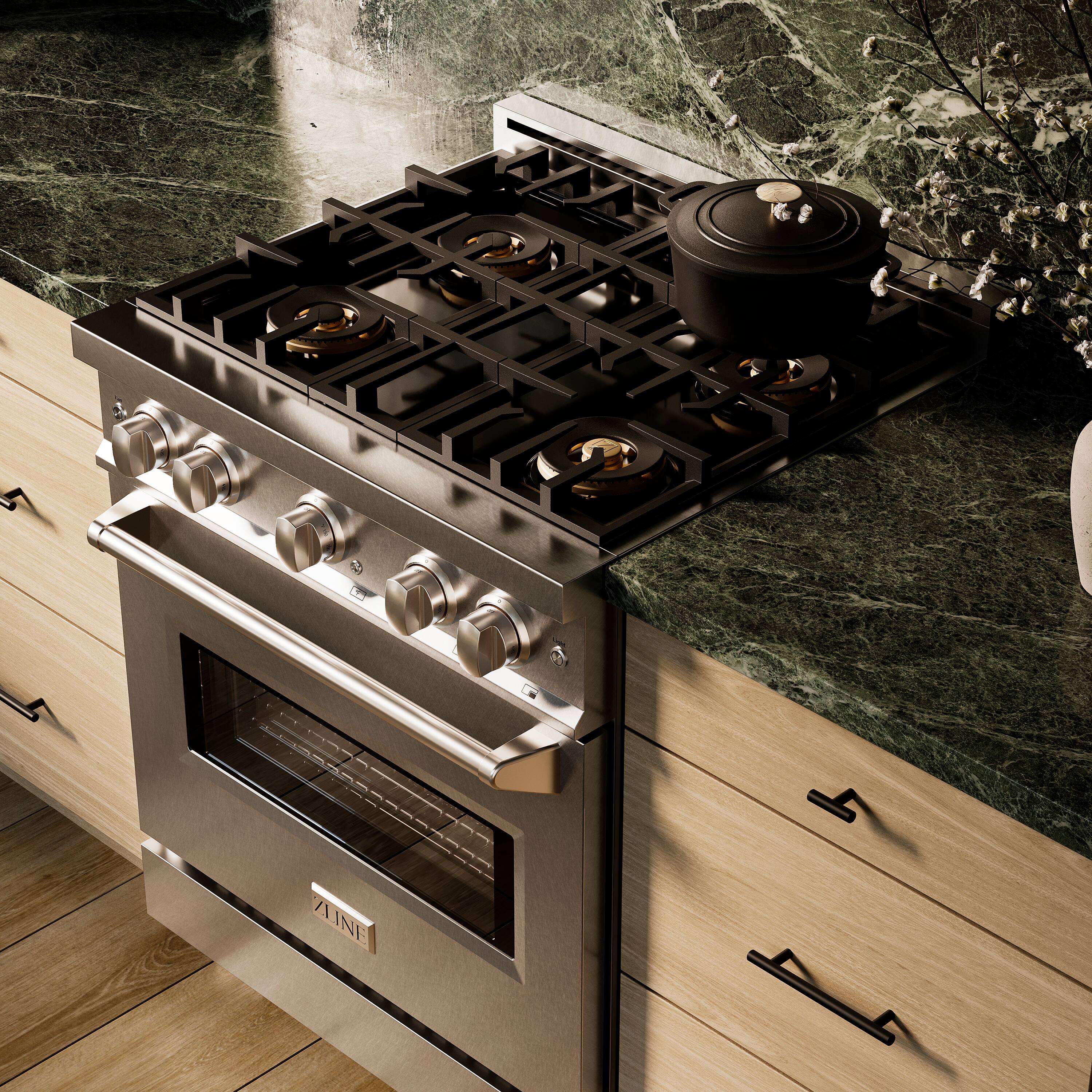 Alt View 6. ZLINE - 30 in. 4.2 cu. ft. Classic Freestanding Gas Range with 4 DuoPro Burners and Convection Oven in Satin Stainless Steel - Satin Stainless Steel.