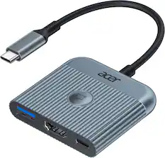 Front. Acer - Acer USB C to HDMI Adapter, 4K@60Hz Type-C HDMI Adaptor Hub with PD 100W Fast Charging, USB 3.0 - Grey.