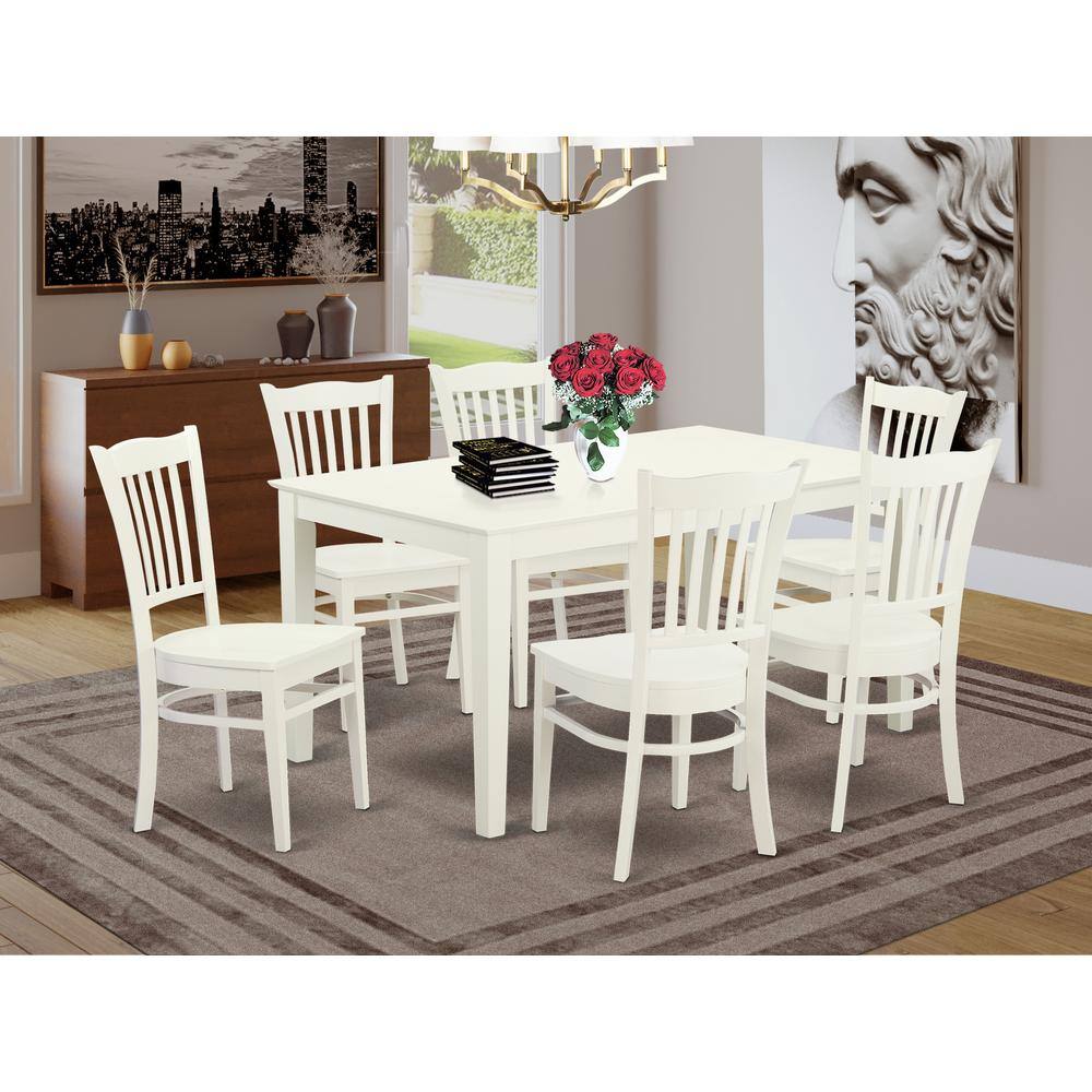 Left. East West Furniture - Dining Room Set Linen White - Brown.