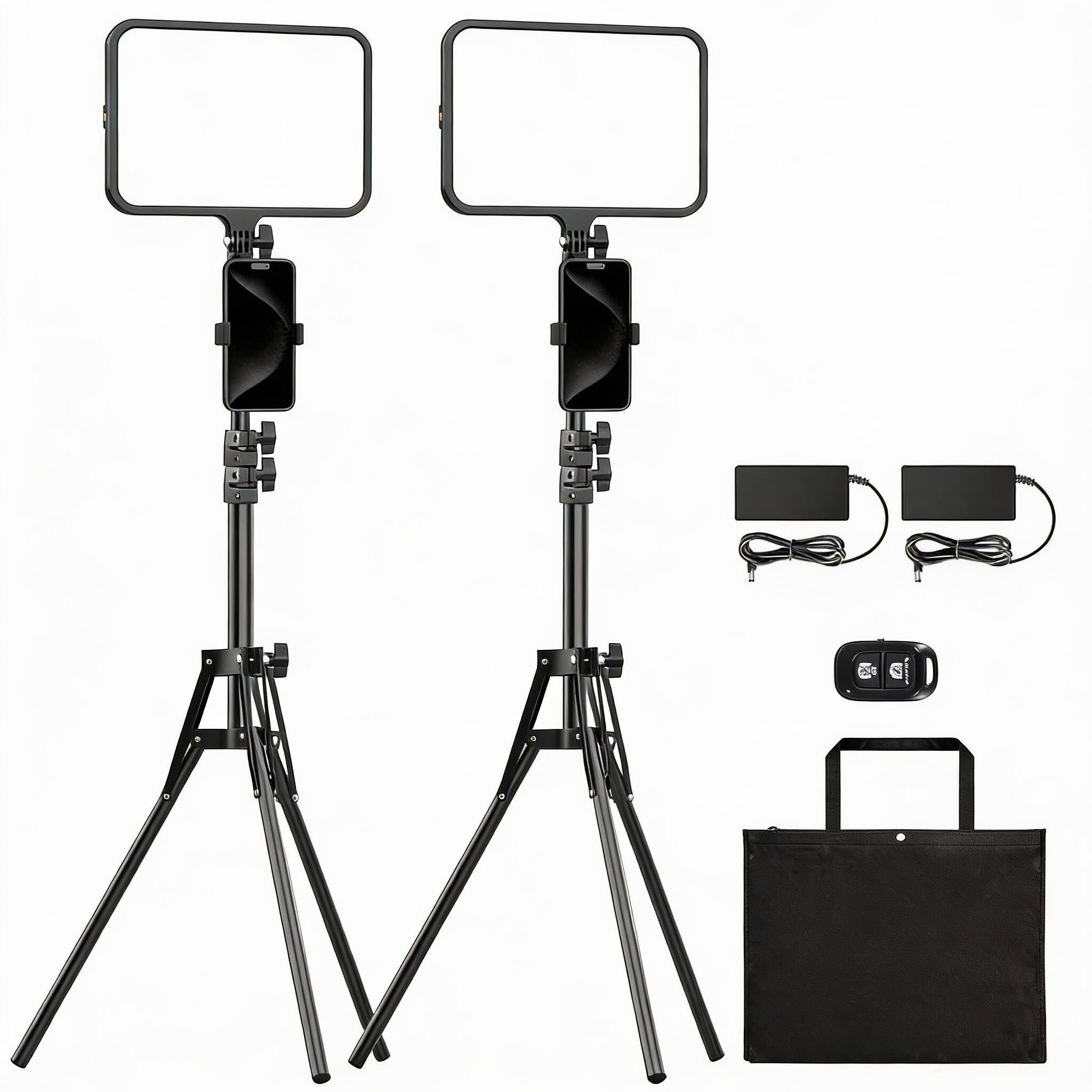Left. OMOMMD - Led Video Light Kit Photography Lighting Studio Lights With Tripod Stand And Phone Holders Podcast For Reco... - 1-pack.