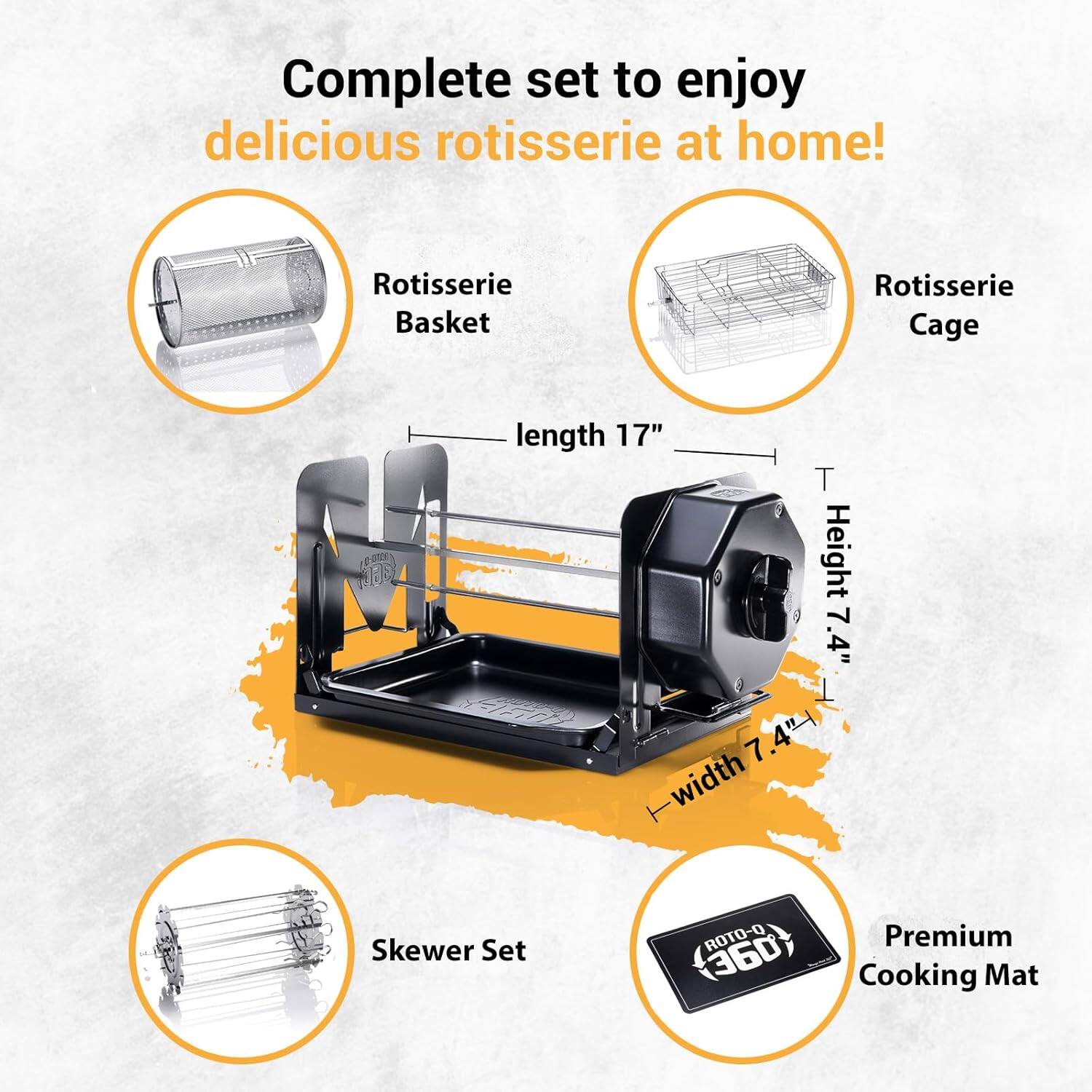 FC Design Non Electric Wind Up Rotisserie Kit – Manual Spit