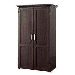 Hivvago - Armoire with Drop Leaf Computer Desk Craft Table Wood Finish - Dark Brown