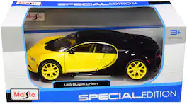 Bugatti Chiron Yellow and Black 1/24 Diecast Model Car by Maisto