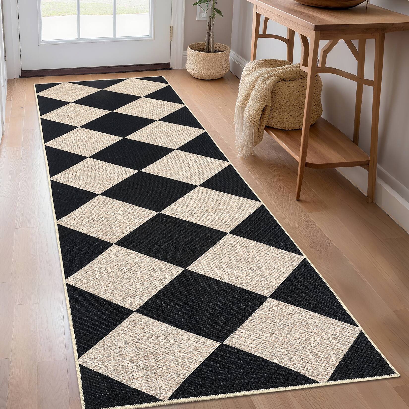 Acekool Modern Geometric Area Rug Machine Washable Ultra Thin Non Slip ...