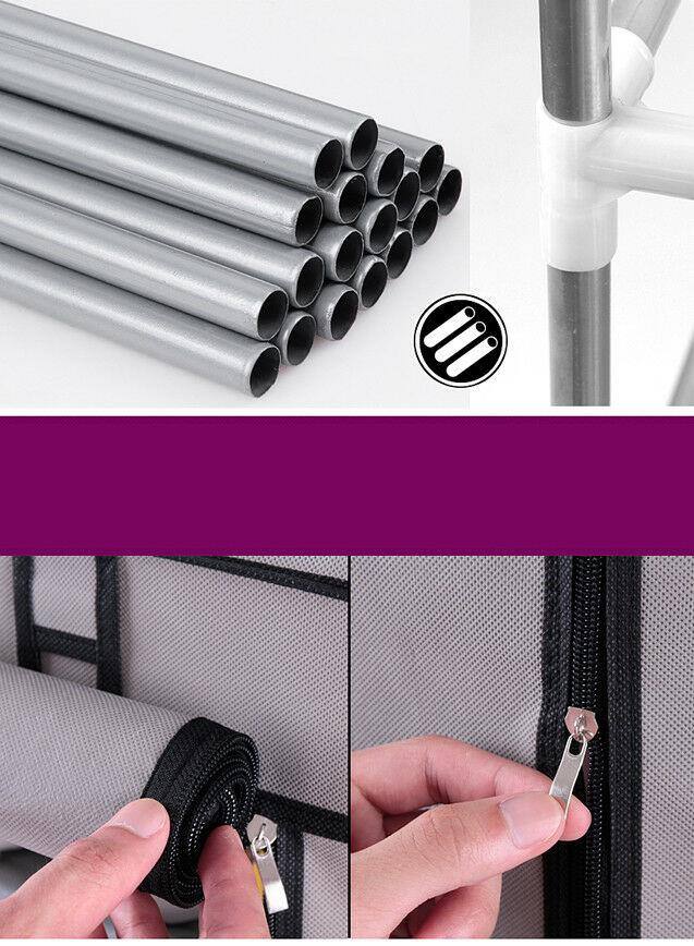 Alt View 2. Winado - 45" Portable Double Door 6 Tier 12 Grids 36 Pairs Multi Shoe Rack Shoe Shelf Storage Closet Organizer Cabinet with Cover - Gray.