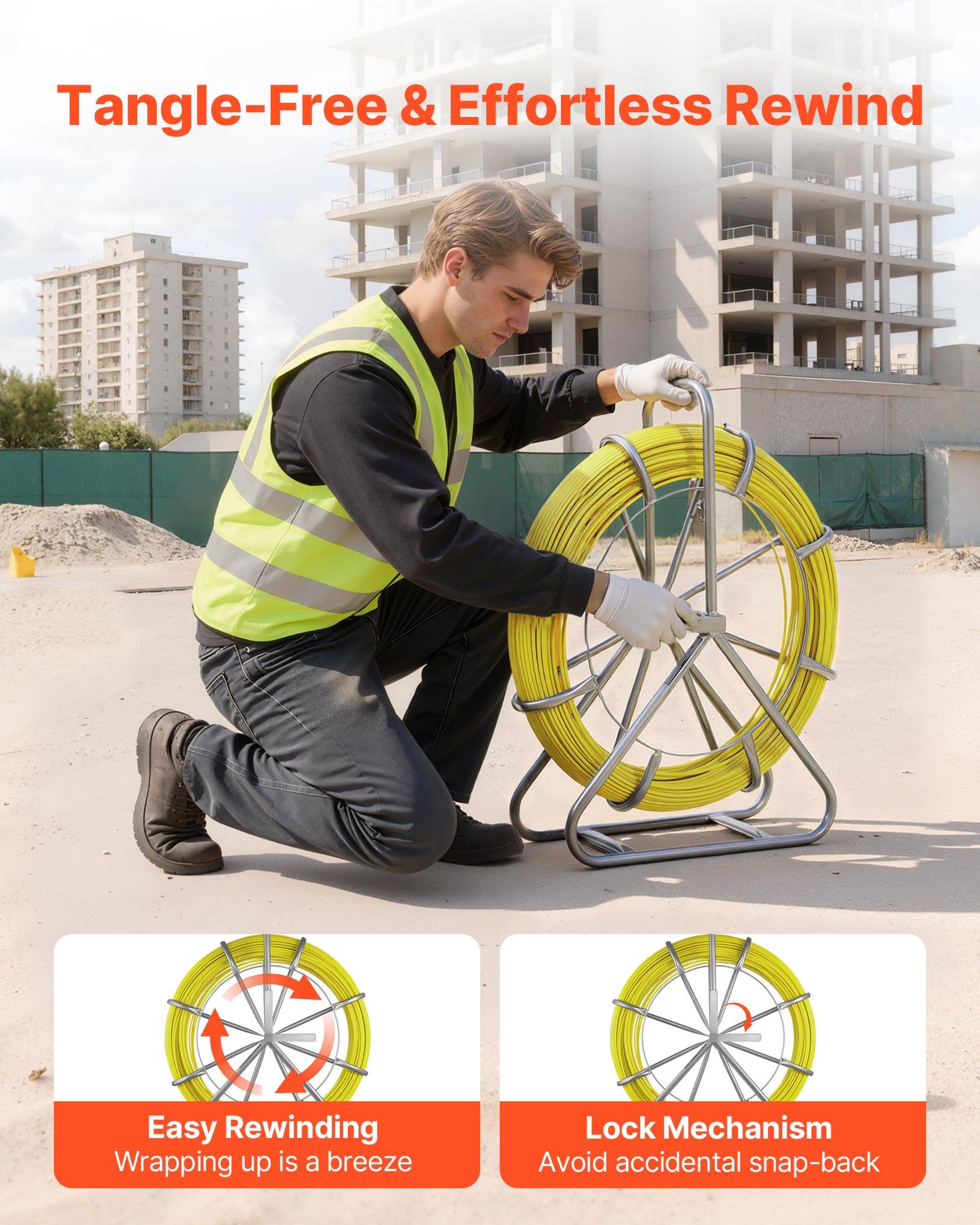 Tangle-Free & Effortless Rewind

Easy Rewinding
Wrapping up is a breeze

Lock Mechanism
Avoid accidental snap-back