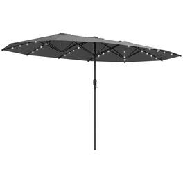 Outsunny - Parasol, Double-Sided Sun Umbrella with LED Solar Lights - Gray