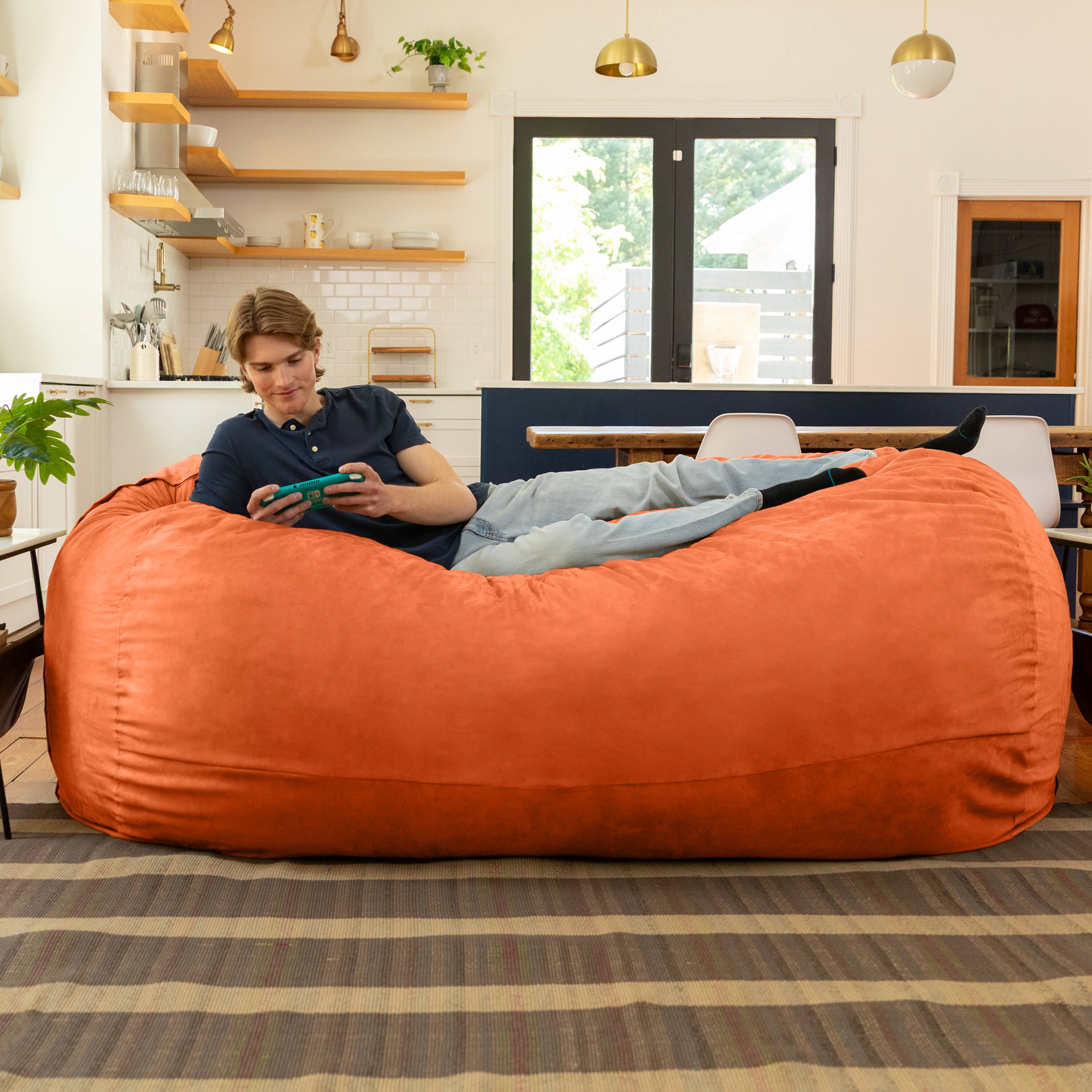 Alt View 2. Jaxx - Jaxx 7 Foot Giant Bean Bag Sofa, Mandarin - Mandarin.