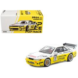 Pandem S13 RHD (Right Hand Drive) #84 White and Yellow with Graphics 1/64 Diecast Model Car by Pop Race