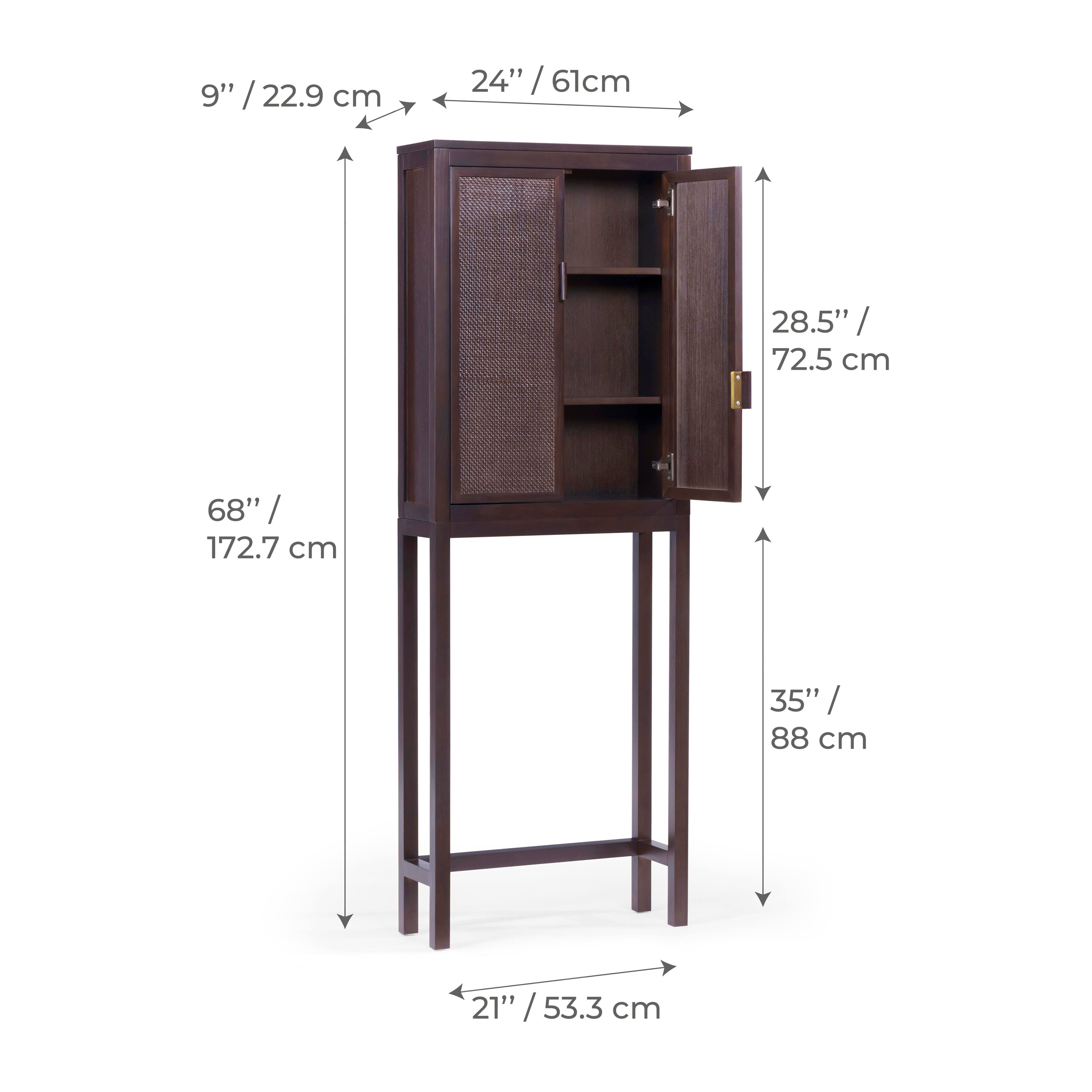 9" / 22.9 cm  
24" / 61 cm  
28.5" / 72.5 cm  
68" / 172.7 cm  
35" / 88 cm  
21" / 53.3 cm