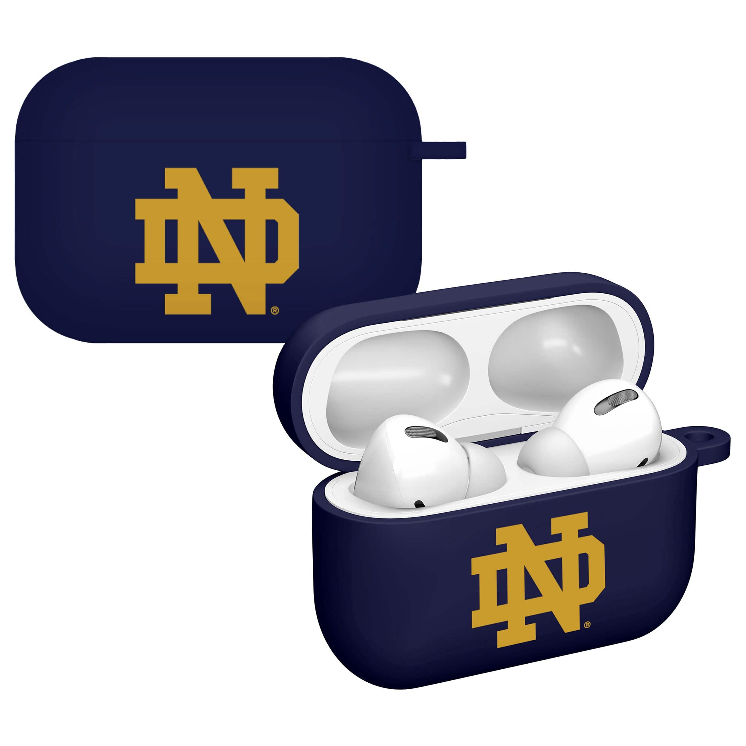 Front. Affinity Bands - Notre Dame Fighting Irish AirPods Pro Silicone Case Cover - Navy.