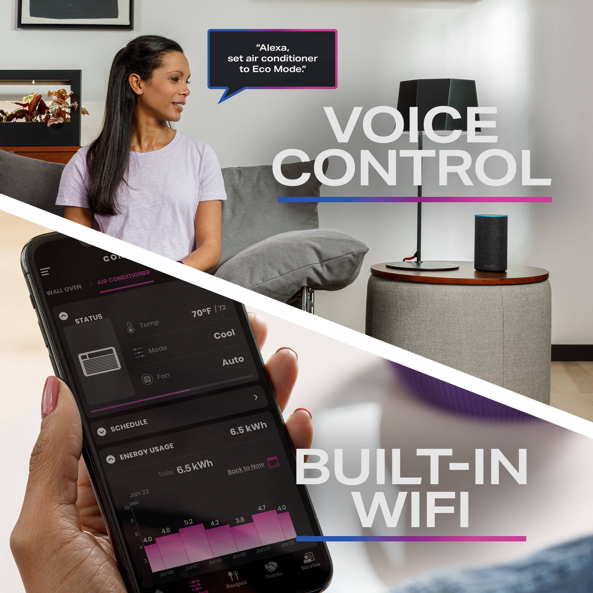 Alt View 14. GE Profile - 550 Sq. Ft. 12,000 BTU Smart Ultra Quiet Window Air Conditioner - White.