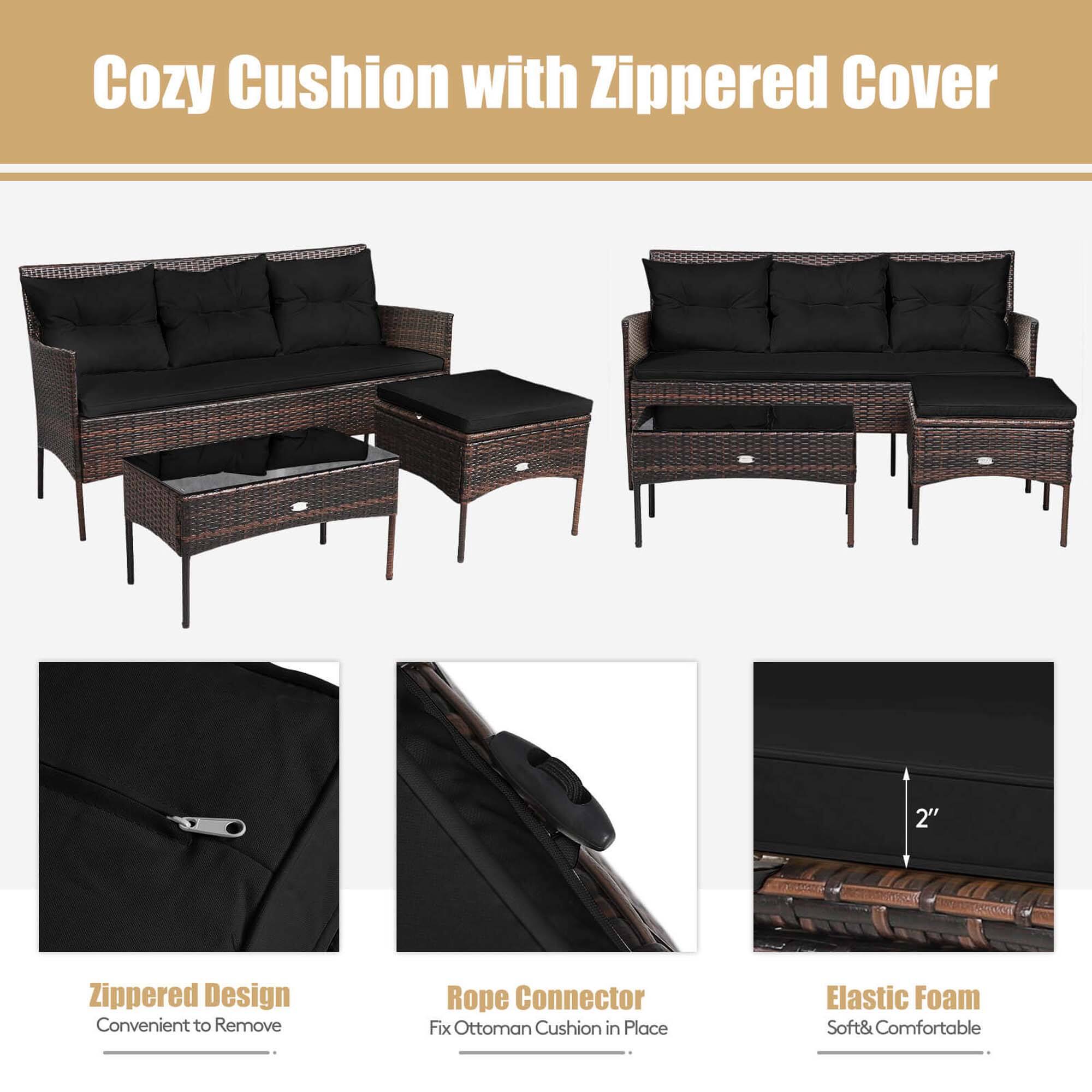 Cozy Cushion with Zippered Cover

Zippered Design
Convenient to Remove

Rope Connector
Fix Ottoman Cushion in Place

Elastic Foam
Soft & Comfortable