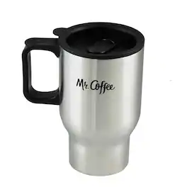 Mr. Coffee - Expressway 13.5 Ounce Stainless Steel Thermal Travel Mug Cup with Lid - Silver