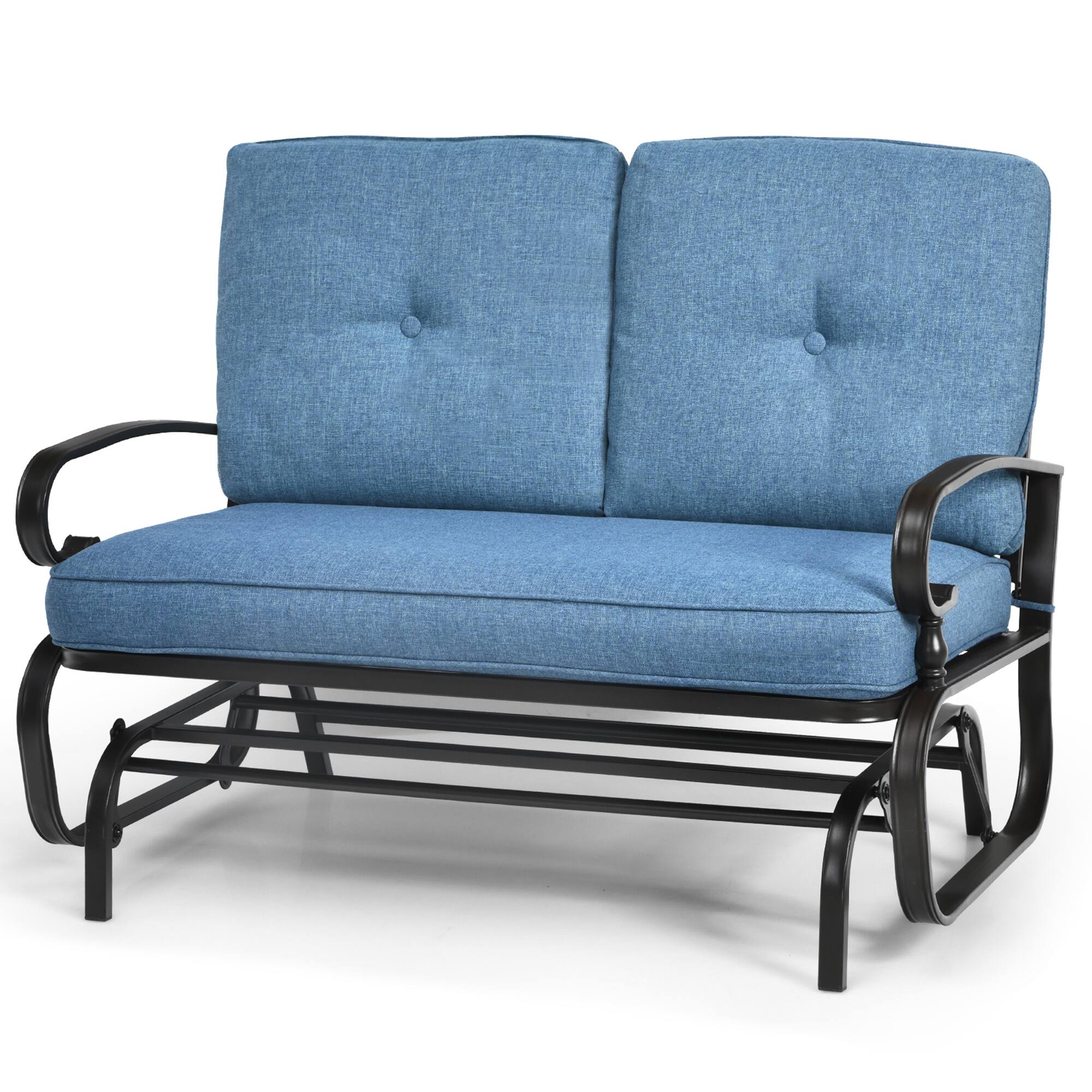 Alt View 1. Gymax - Gymax Patio Swing Glider Chair Rocking Loveseat Bench for 2 Persons w/ Blue Cushions - Blue.