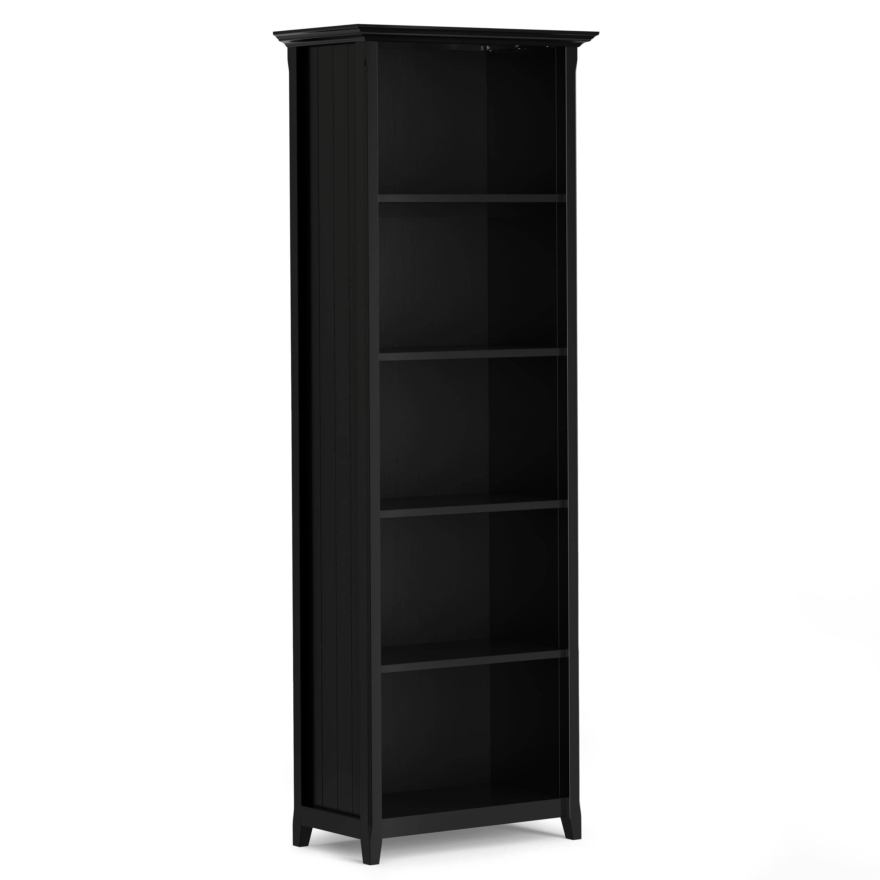 Simpli Home - Acadian SOLID WOOD 72 inch x 26 inch Transitional 5 Shelf Bookcase - Black