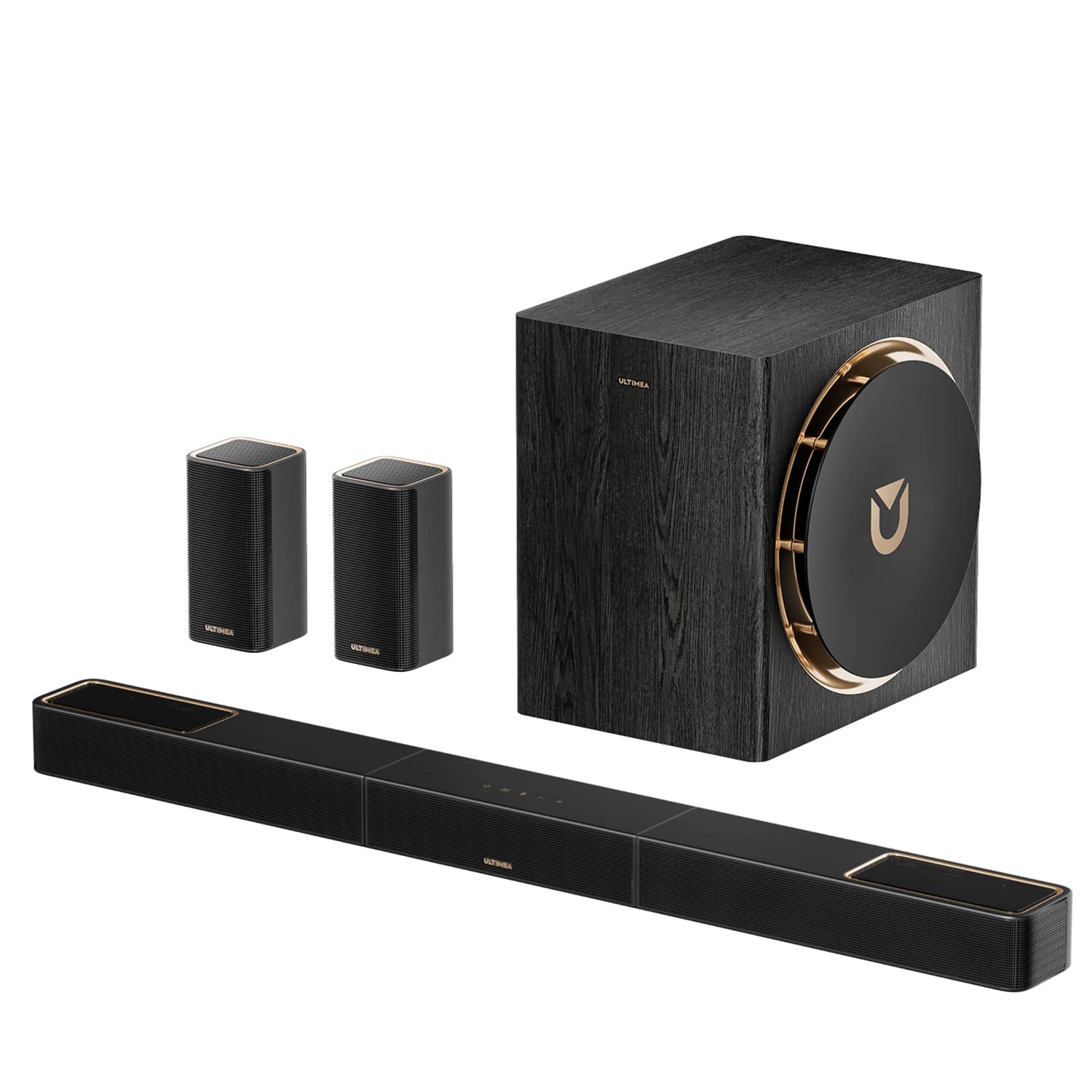 Ultimea - Skywave Series, 5.1.4ch Sound Bar with Dolby Atmos, Wireless Surround Sound System for TV, 8" Subwoofer - Black