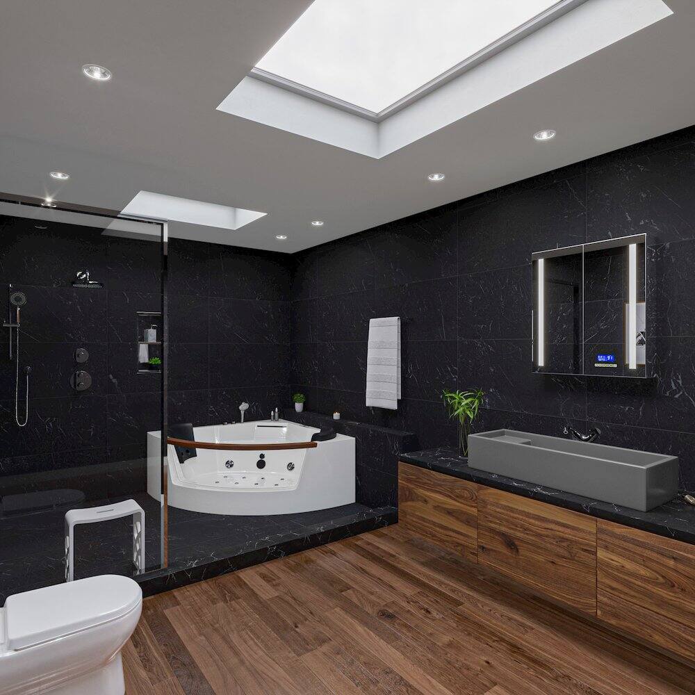 Alt View 1. Alfi - 39" Grey Matte Above Mount Fireclay Bathroom Trough Sink - Gray.