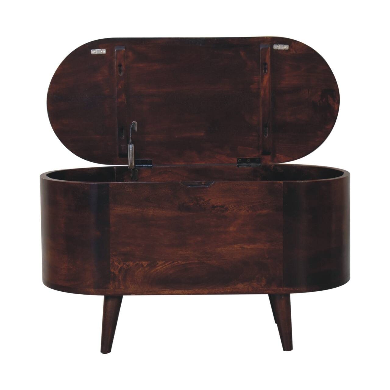 Alt View 4. Artisan Furniture - Artisan Furniture Solid Wood Light Walnut Rounded Lid-up Blanket Box, Dark Brown - Dark Brown.