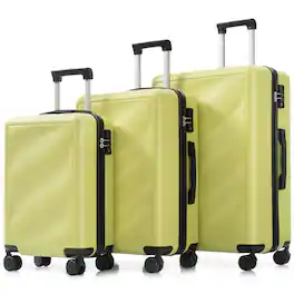 Ecooso - Luggage Set 3 Piece, Lightweight Durable ABS Suitcases,Spinner Wheels,TSA Lock, Carry-on & Checked Luggage (20"/24"/28") - Tea Green