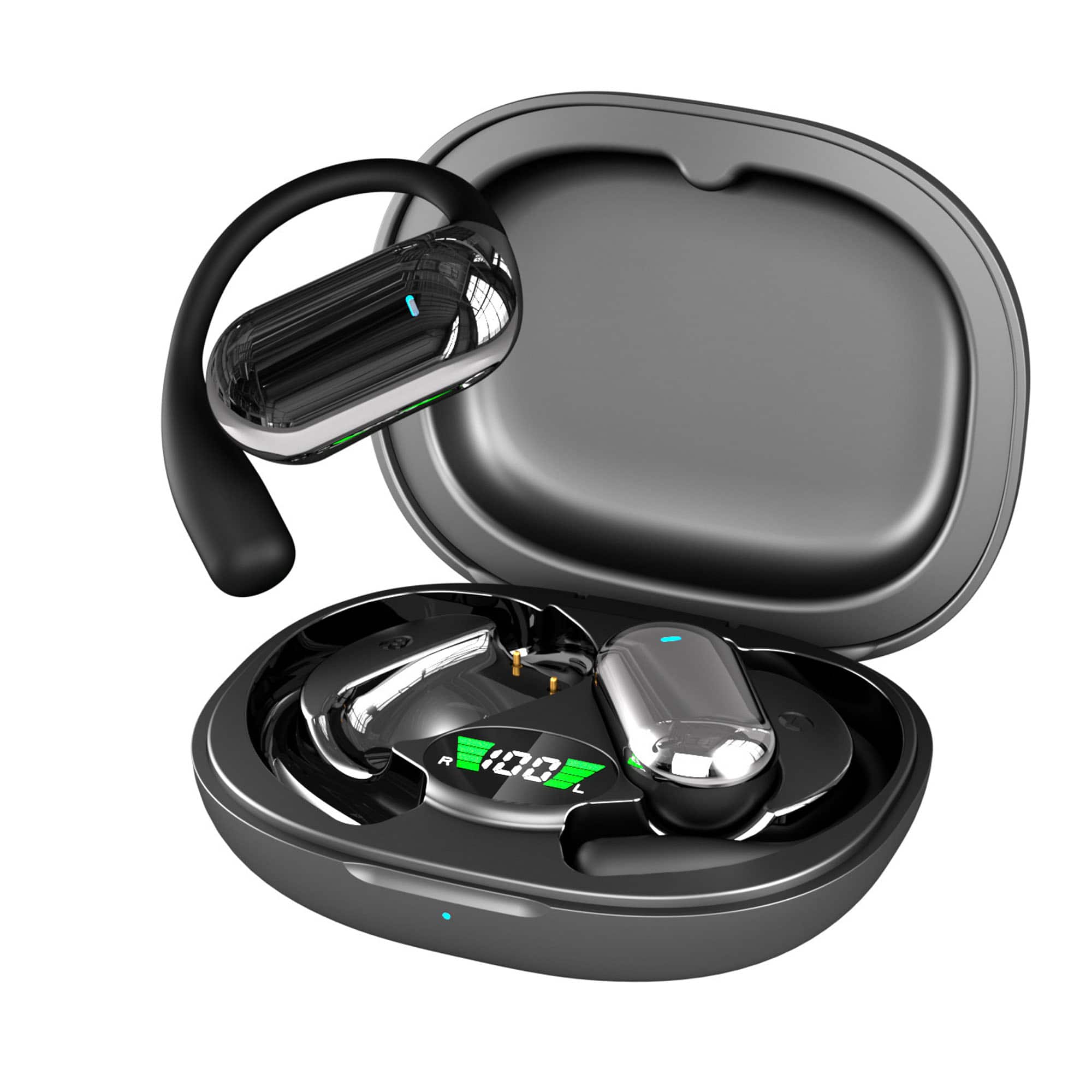 YONWAY - Long Battery Life Open-Ear Bluetooth Earbuds with AI Translation, Stereo Surround Sound, LED Digital Display for Office