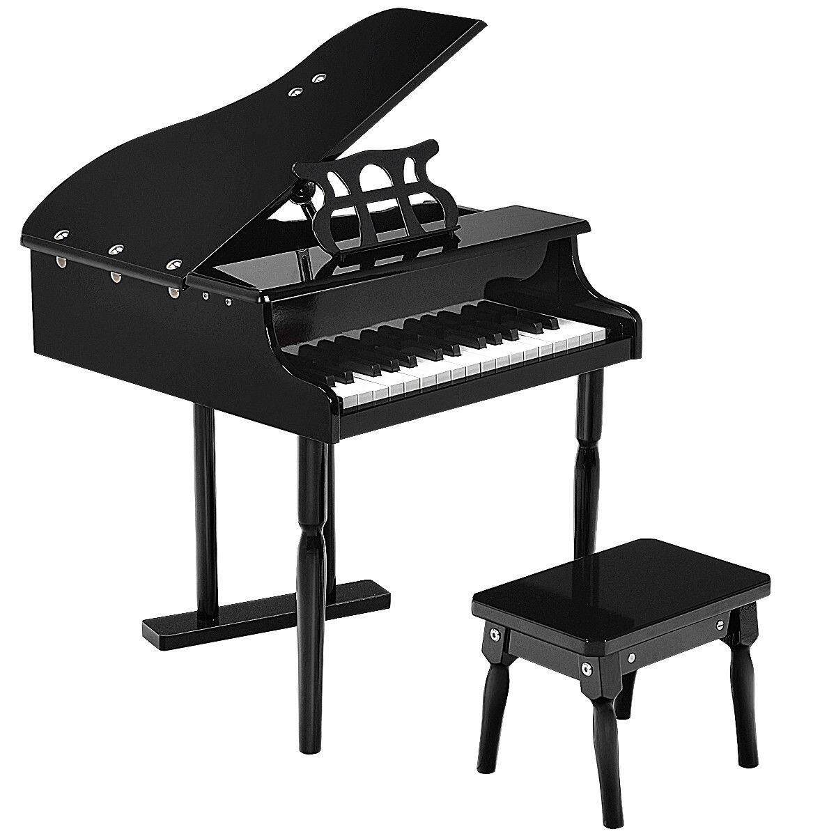 Front. Ecooso - 30-Key Kids Keyboard Piano with Bench, Flip-Top Lid, Music Stand, Beginner Toy.