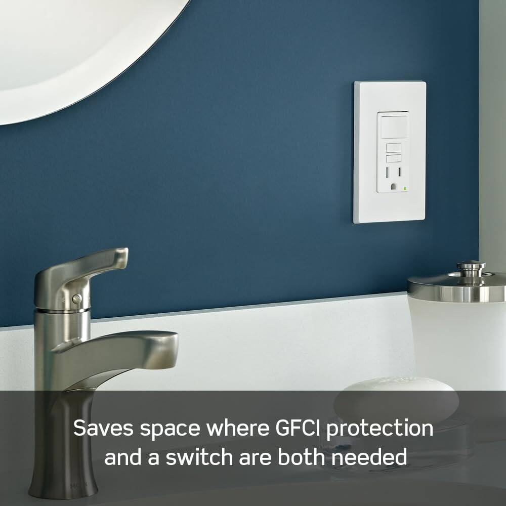 Saves space where GFCI protection and a switch are both needed