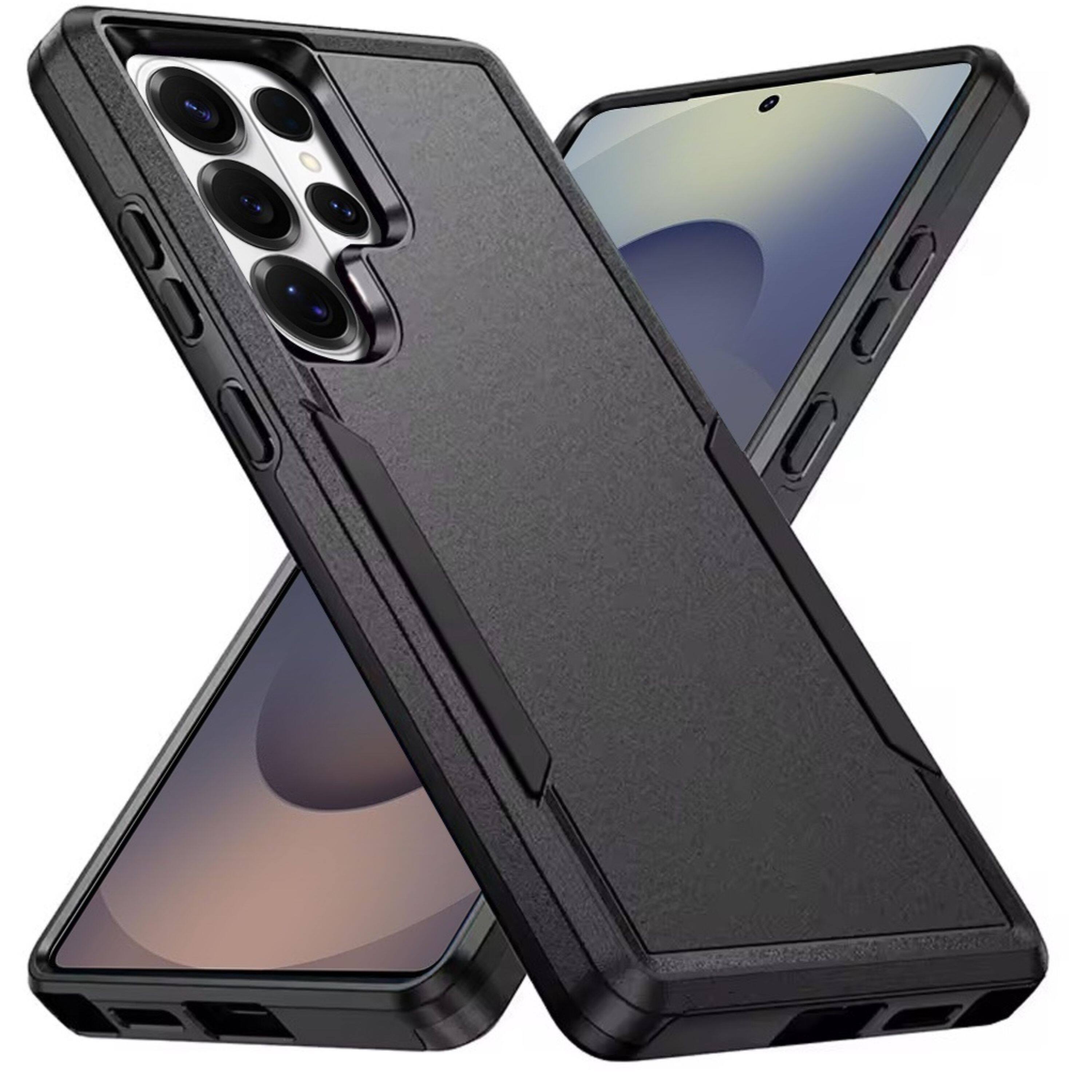 Angle. Kitcheniva - Fused Rugged Shockproof Phone Cover With Tempered Glass For Samsung Galaxy S26 Ultra Black - Black.