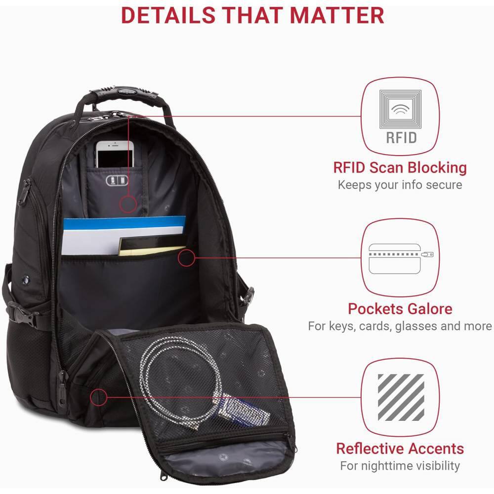 DETAILS THAT MATTER

RFID Scan Blocking  
Keeps your info secure

Pockets Galore  
For keys, cards, glasses and more

Reflective Accents  
For nighttime visibility