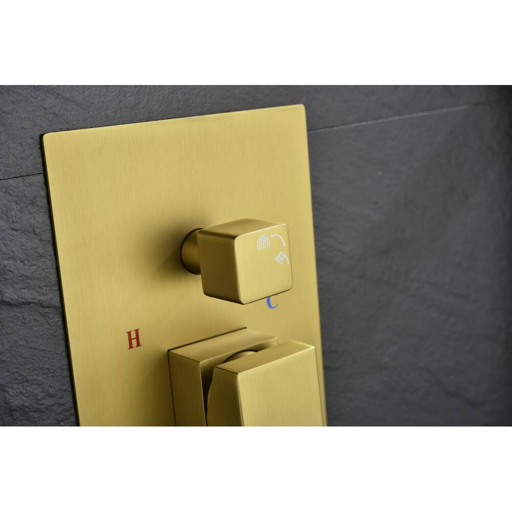 Alt View 1. JUJABU - Brushed Gold Shower System with 16 inch Shower Head and Tub Spout - Brushed Gold.