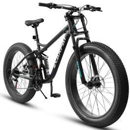 Anysun - 26 inch Mountain Bike,Full-Suspension 21 Speeds Drivetrain with Disc-Brake MTB Bicycle, Fat tire Bike - Pink