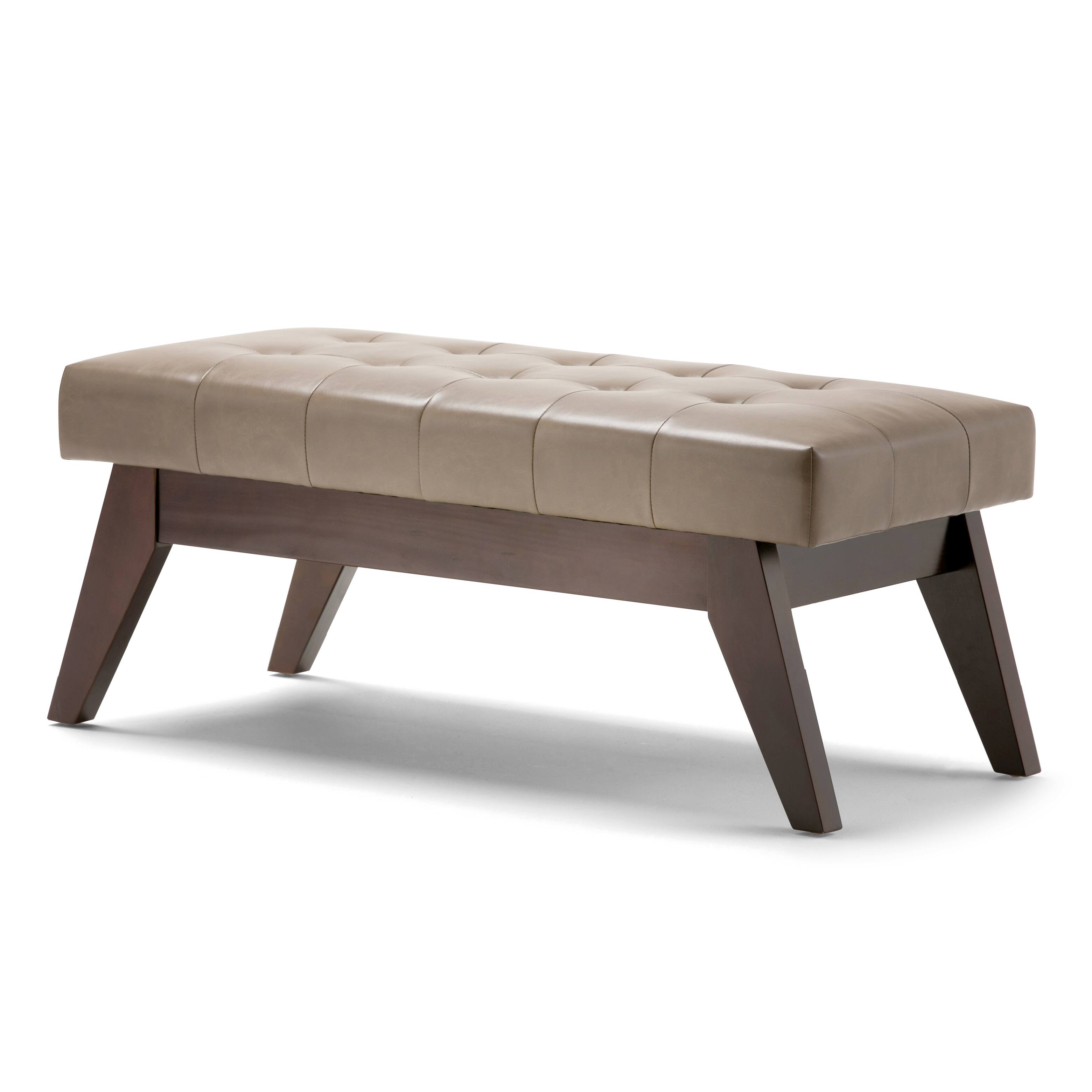 Front. Simpli Home - Draper Mid Century Tufted Ottoman Bench - Ash Blonde.