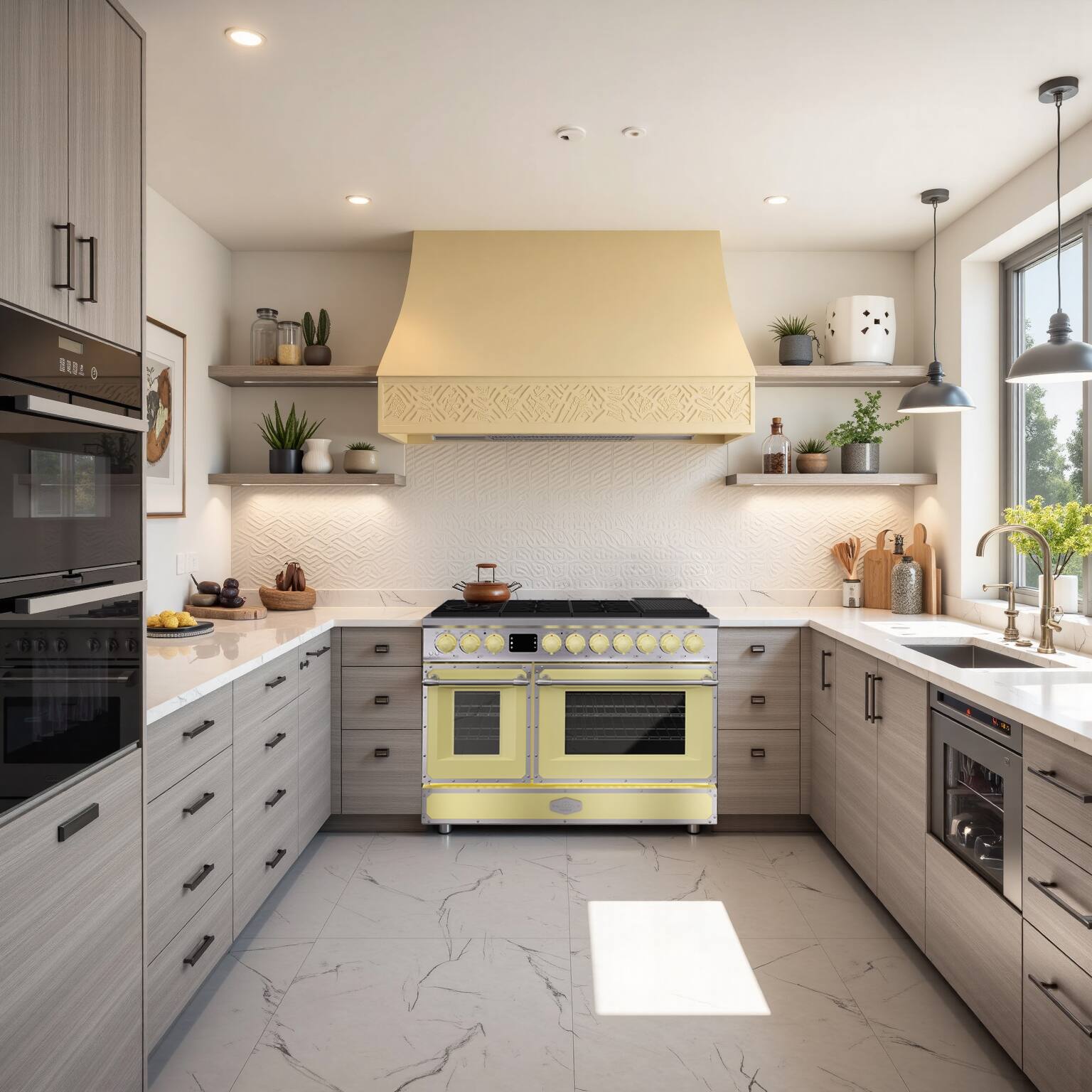Alt View 8. Akicon - Akicon 6.7 Cu.ft Freestanding Gas Rapid Convection Range with 8 Sealed Burners and Cast Iron Grates in Cream Yellow - Cream Yellow.