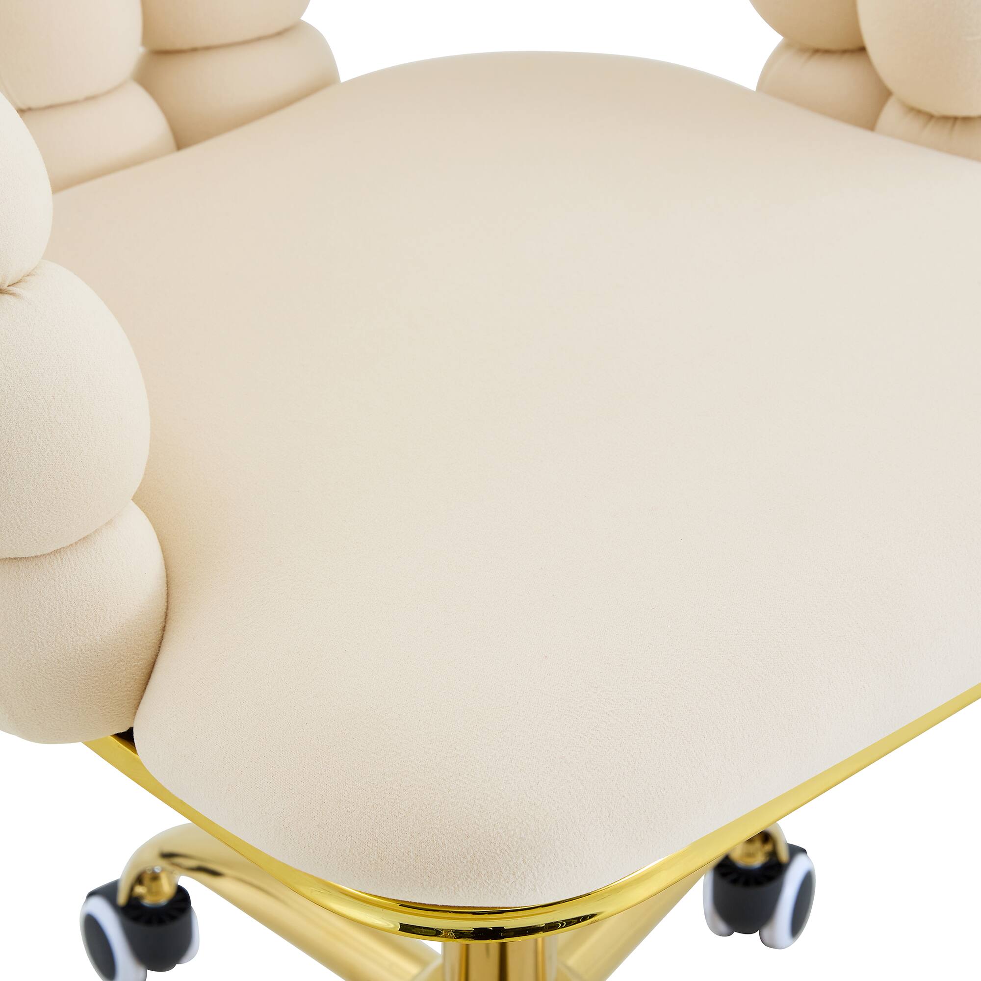Alt View 10. Loheer - Loheer- Velvet Desk Chair Adjustable Swivel Office Chair with Bubble Back, 2.82 x 1.94 x 2.56 ft - Beige,Gold.