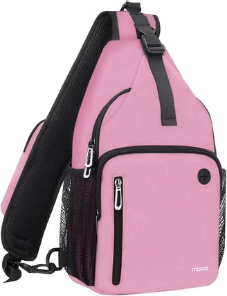 Front. mosiso - Sling Bag Crossbody Shoulder Bag Travel Hiking Daypack Chest Bag with Front Square Pocket&USB Charging Port - Orange.