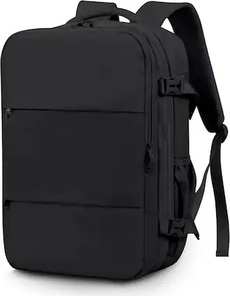 Front. Wikistore - WIKISTORE Air Vacuum Compression Travel Backpack Expandable Carry On Bag with Pump Fit 17.3inch Laptop Waterproof Black - Black.