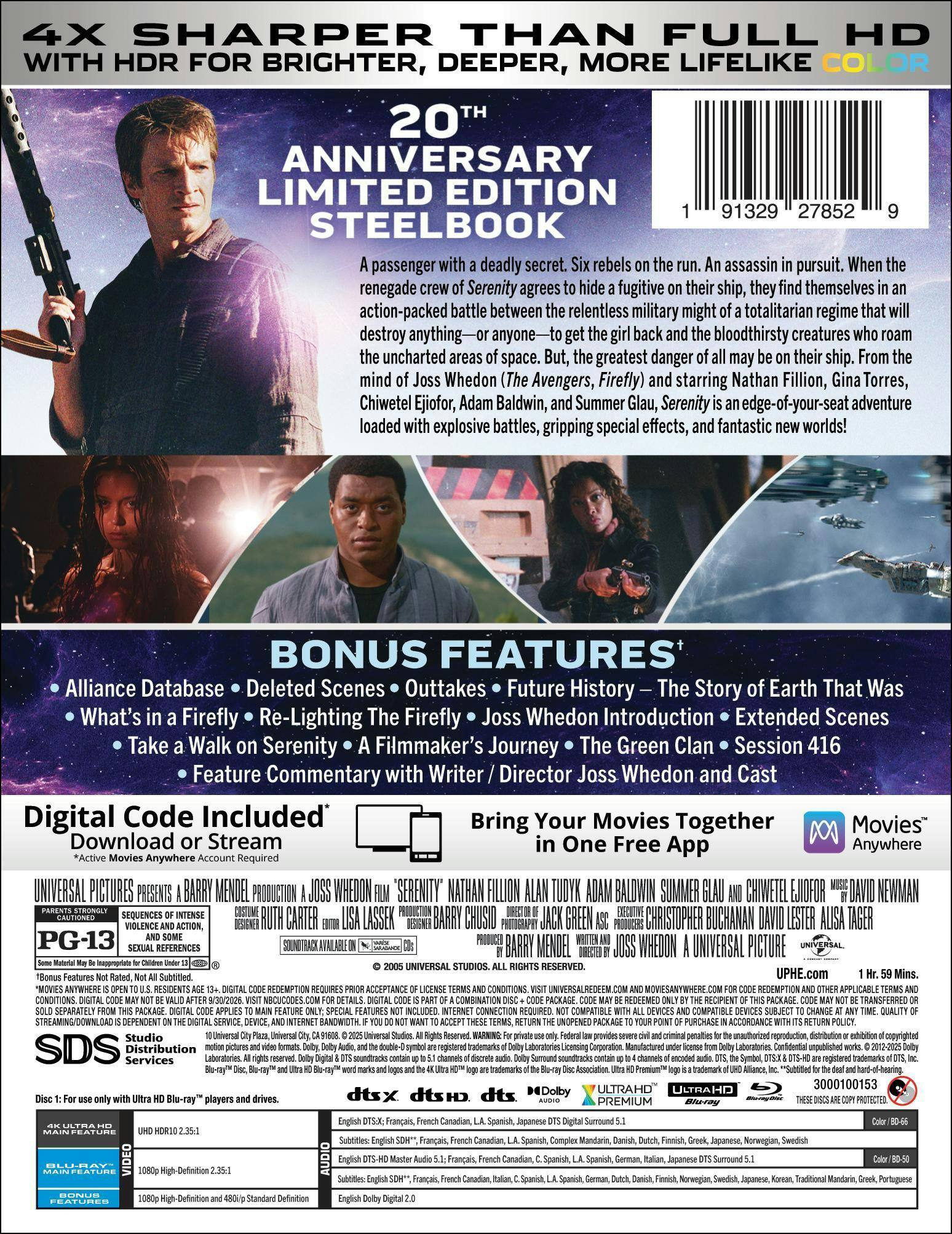 Back. Serenity 20th Anniversary Edition (Steelbook)   - 4K Blu-Ray.