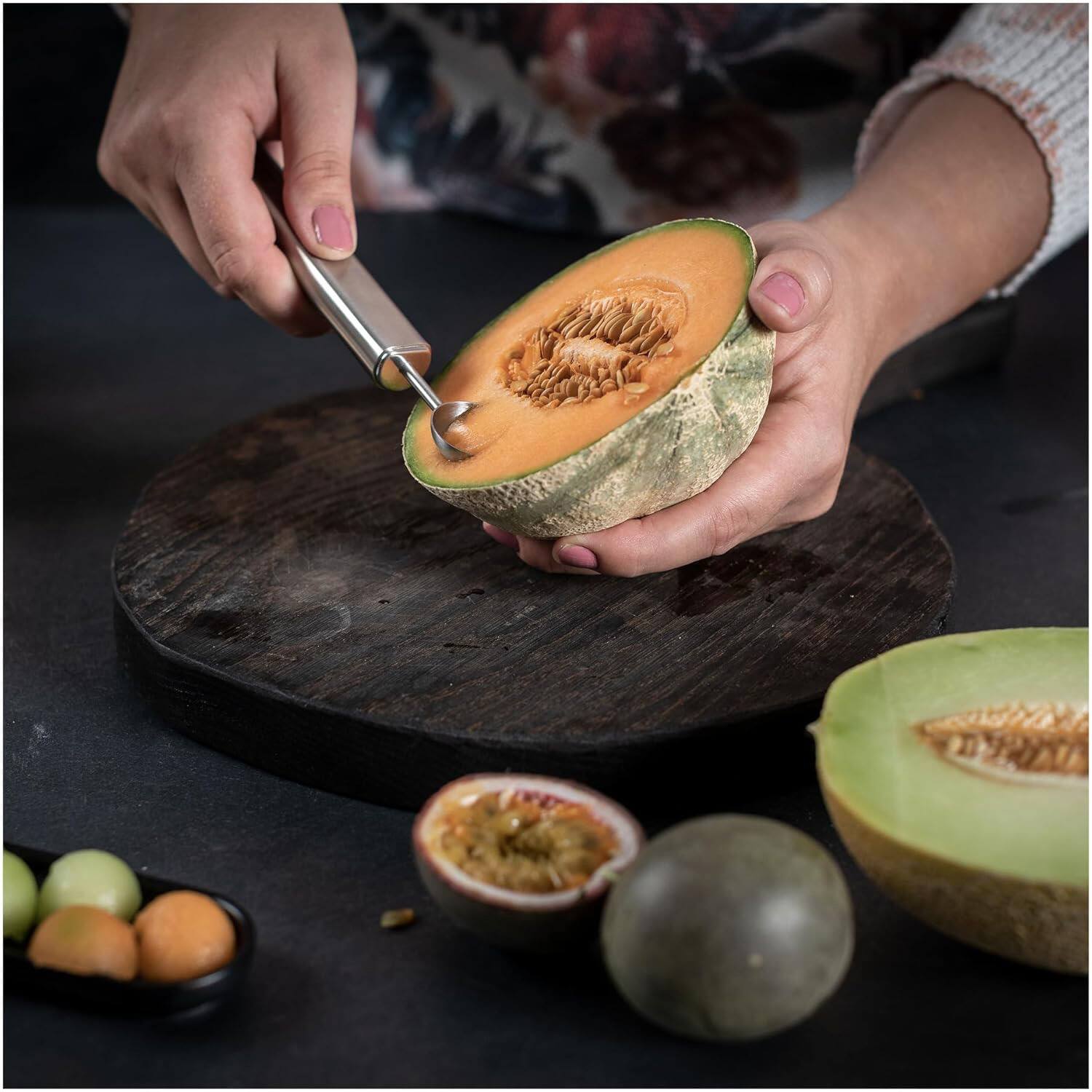 Alt View 3. Kuhn Rikon - Essential Melon Baller with Stainless Steel Scoop for Melon, Fruit & Cookie Dough - Silver.