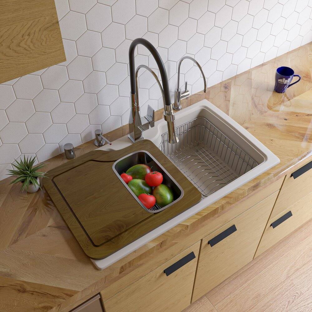 Alt View 4. Alfi - ALFI brand Biscuit 35 Drop-In Single Bowl Granite Composite Kitchen Sink - Beige.