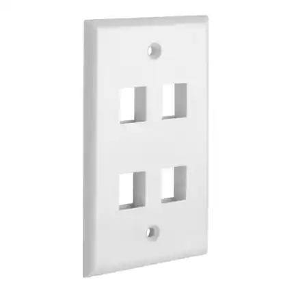 Front. Cmple.com - Cmple - Keystone Wall Plate Cover Ethernet Wall Plates for Modular Inserts, RJ45 Keystone Jack - 4 Port - White - White.
