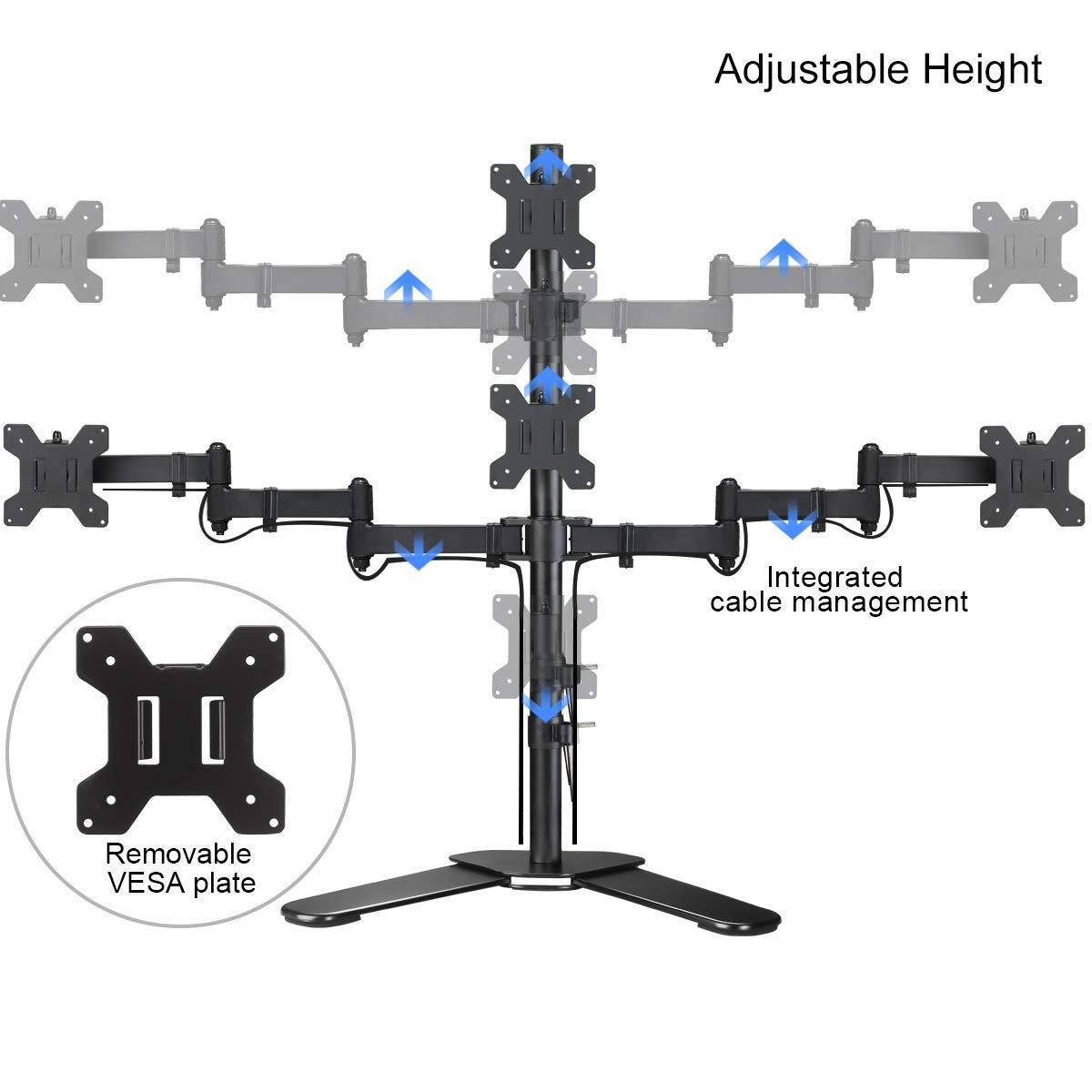 Adjustable Height  
Integrated cable management  
Removable VESA plate